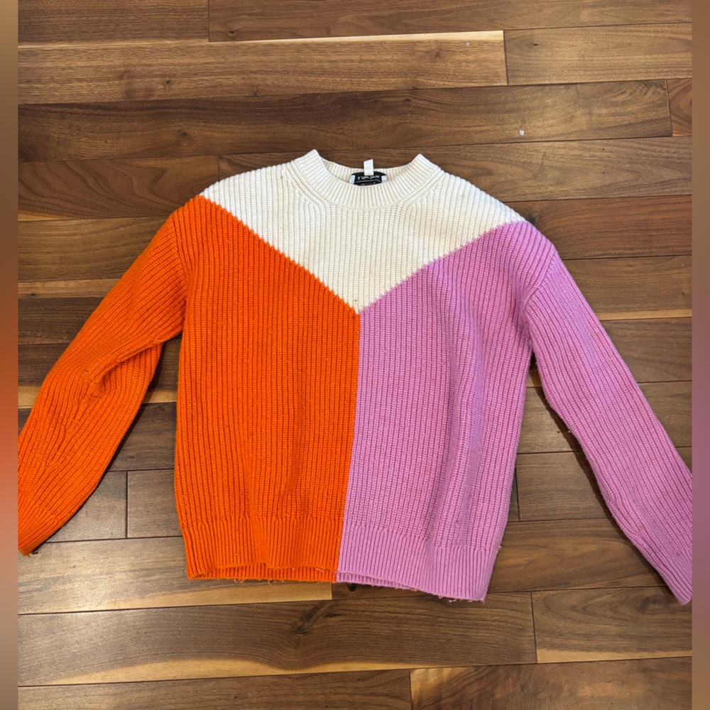 & Other Stories Colorblock Sweater - Orange, Pink, and White